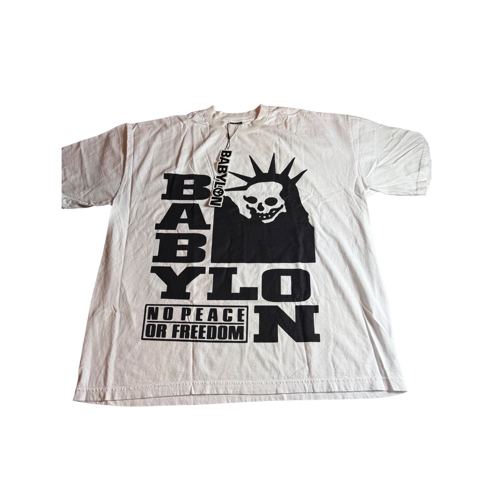 Babylon LA No Peace Or Freedom Skull Graphic T-Shirt White XXL NEW